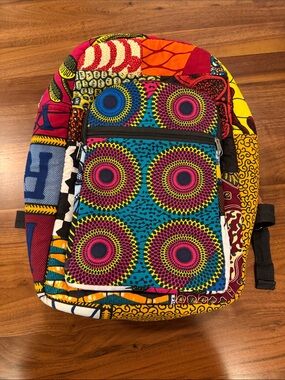 Farm Rio Inspired Vibrant Multicolor Ankara Print Backpack